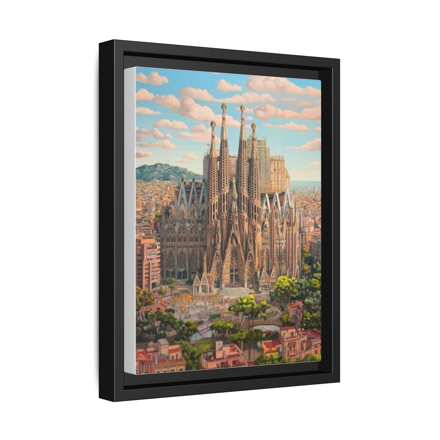 Basilica De La Sagrada Familia Abstract Art Matte Canvas, Framed (Multi-color)