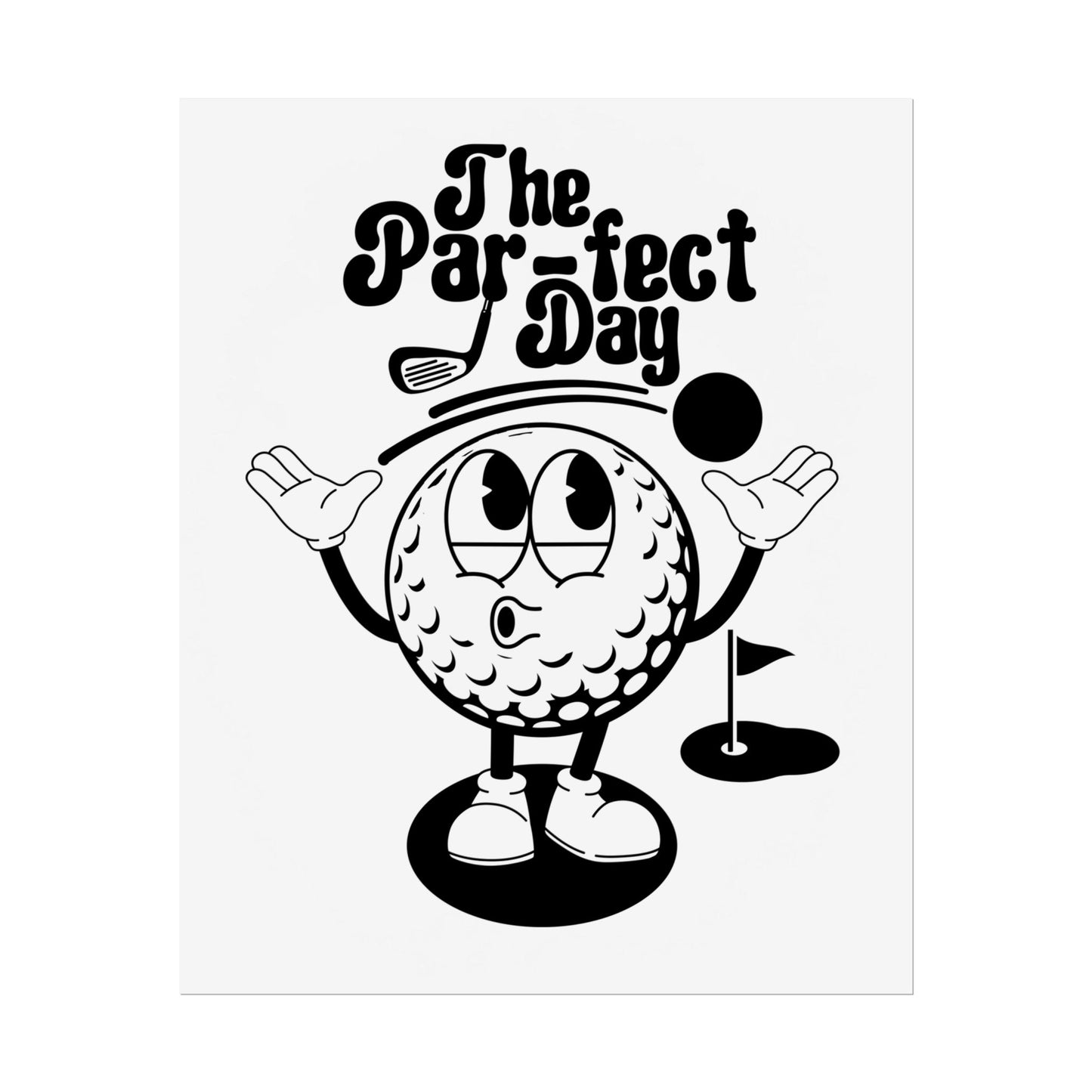 Retro American Golf Balls Funny Cartoon Character Poster