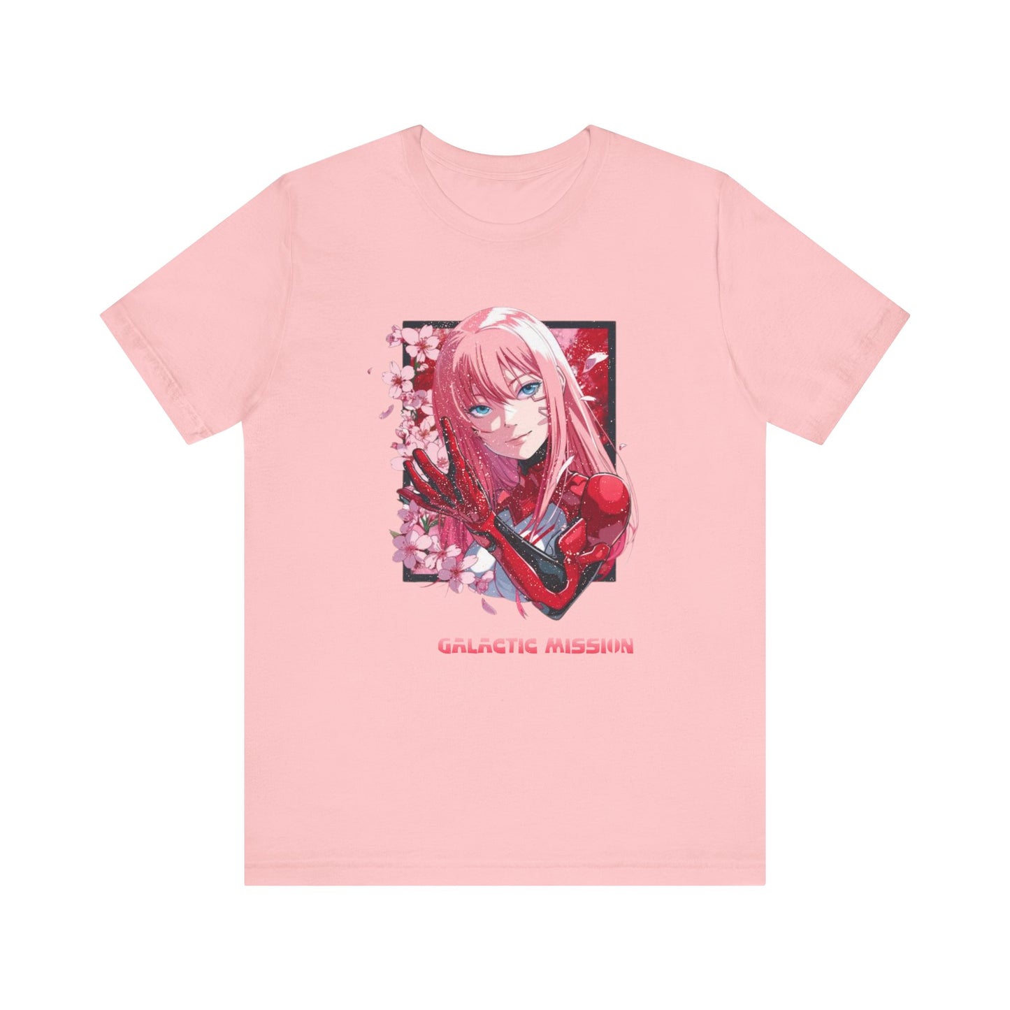 Cute Anime Pink Haired Woman Red Space Gloves T Shirt - US