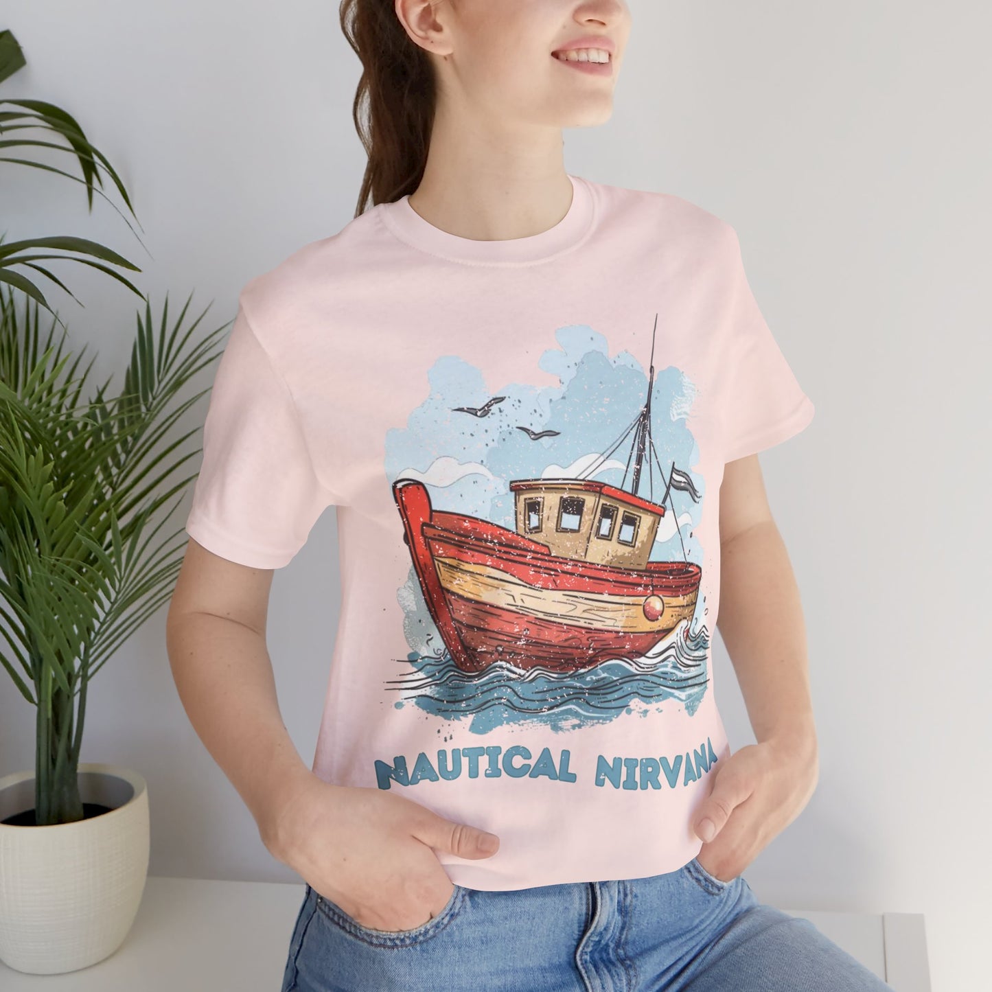 Aqua Blue Water Canal Boat T Shirt - UK