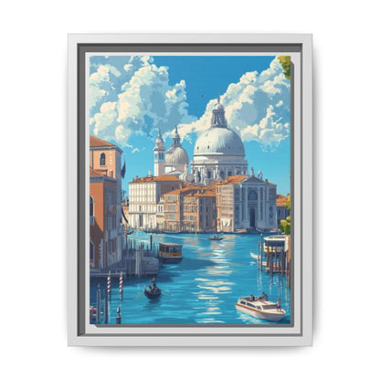 Boats Venice Italy Attractions Matte Canvas, Framed (Multi-color)