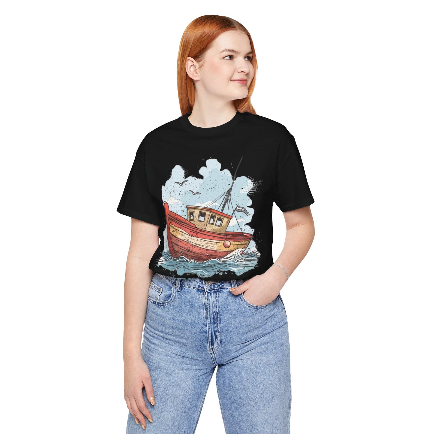 Aqua Blue Water Canal Boat T Shirt - UK