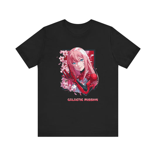 Cute Anime Pink Haired Woman Red Space Gloves T Shirt - US