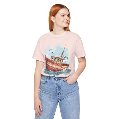 Aqua Blue Water Canal Boat T Shirt - UK