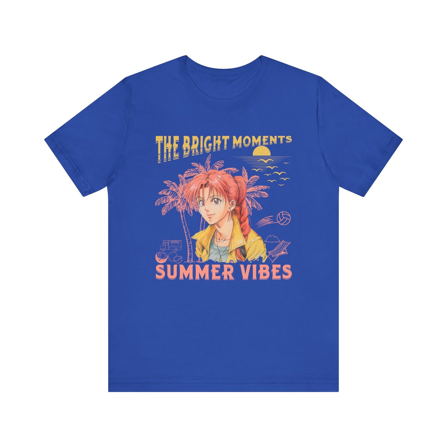 Cute Summer Beach Anime Smiling Woman T Shirt - US