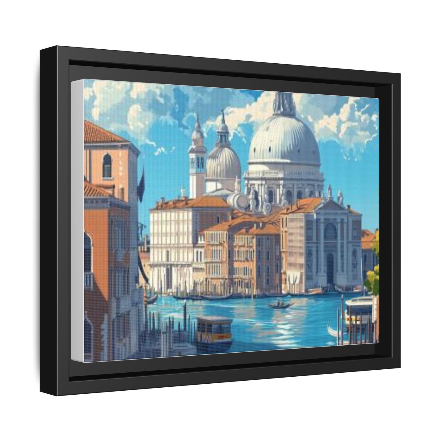 Boats Venice Italy Attractions Matte Canvas, Framed (Multi-color)