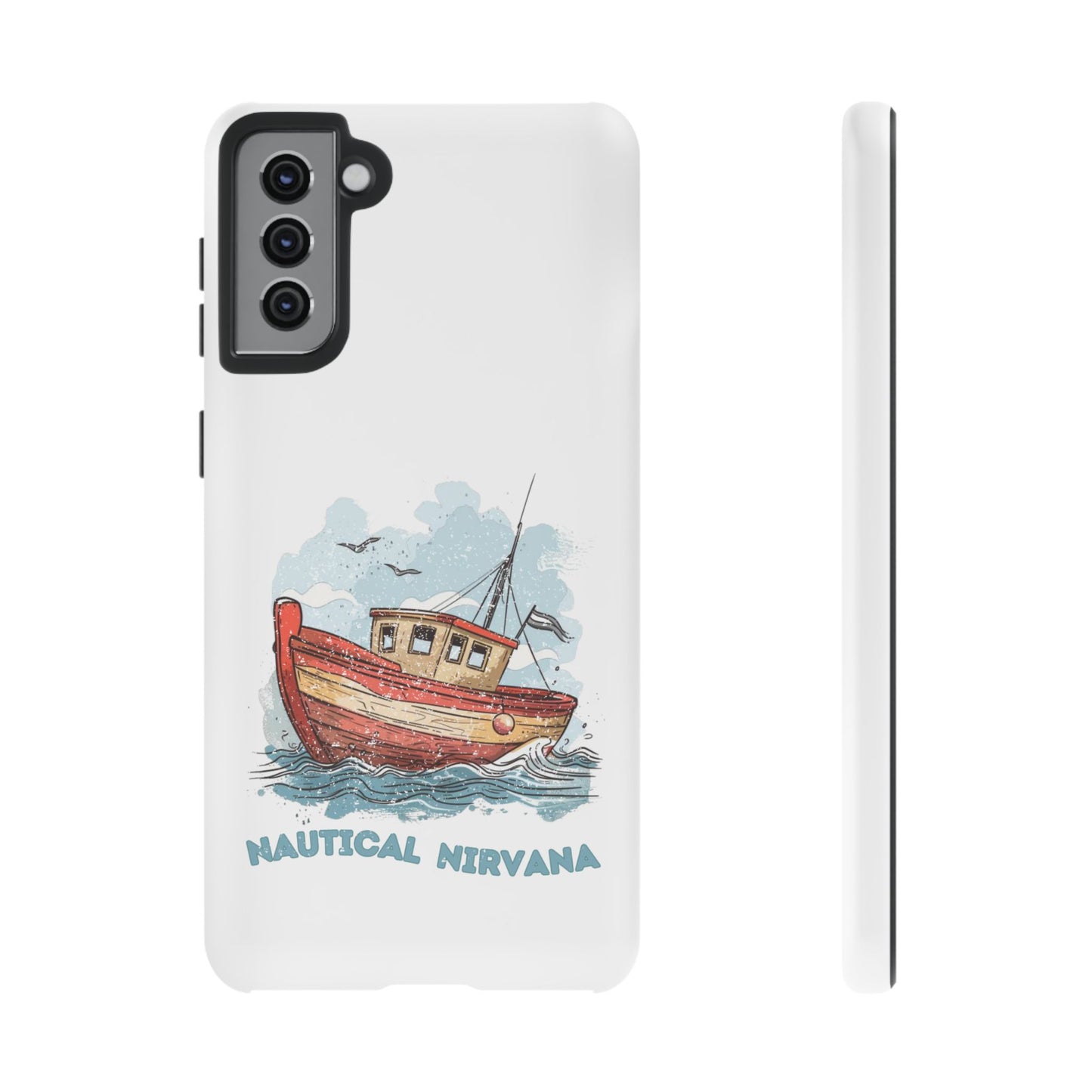 Aqua Blue Water Canal Boat White Phone Case iPhone Pixel Samsung