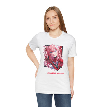 Cute Anime Pink Haired Woman Red Space Gloves T Shirt - US