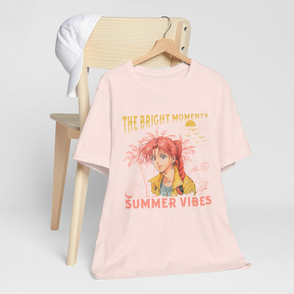 Cute Summer Beach Anime Smiling Woman T Shirt - UK