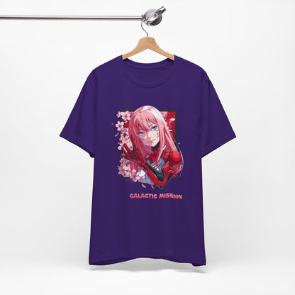 Cute Anime Pink Haired Woman Red Space Gloves T Shirt - US