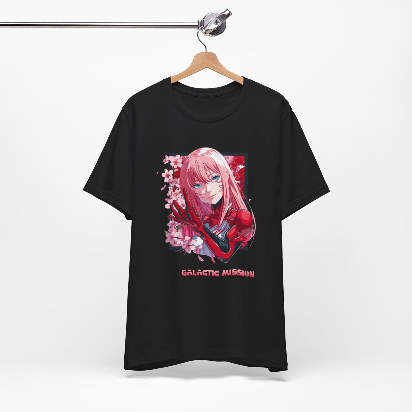 Cute Anime Pink Haired Woman Red Space Gloves T Shirt - UK