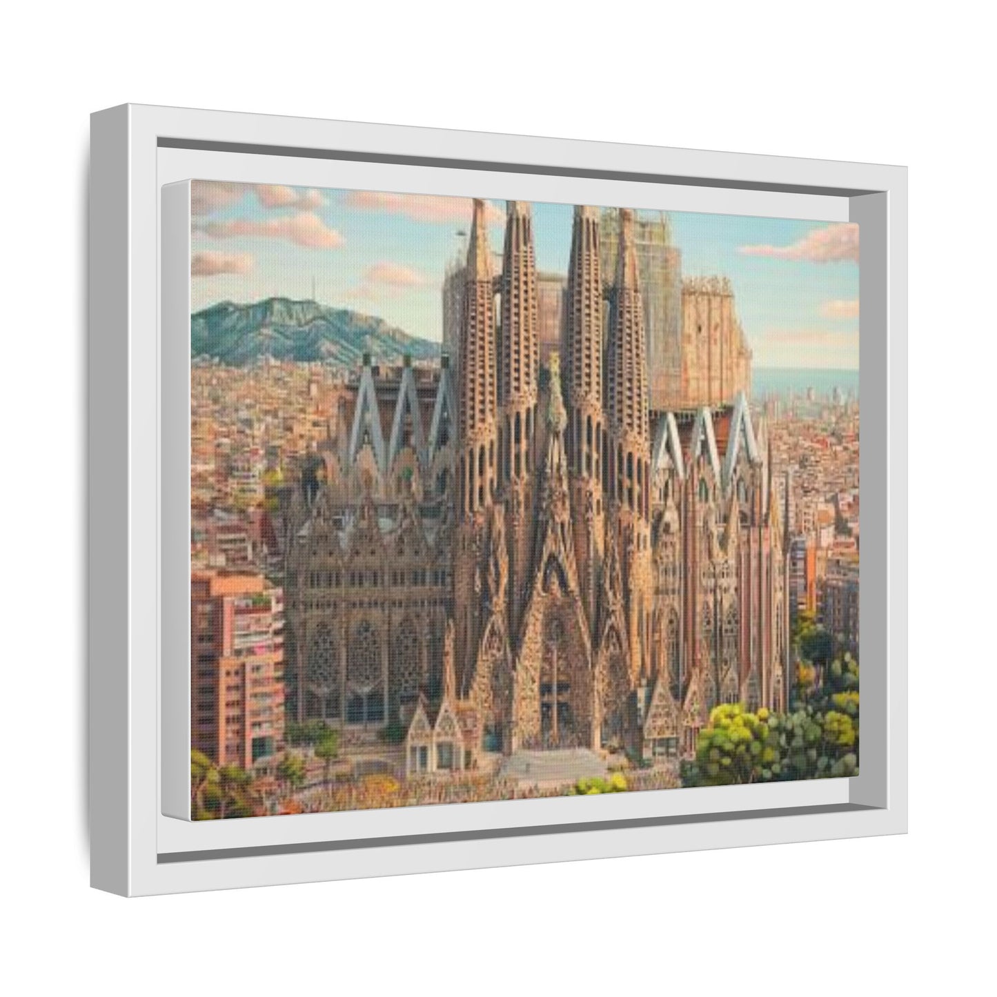 Basilica De La Sagrada Familia Abstract Art Matte Canvas, Framed (Multi-color)