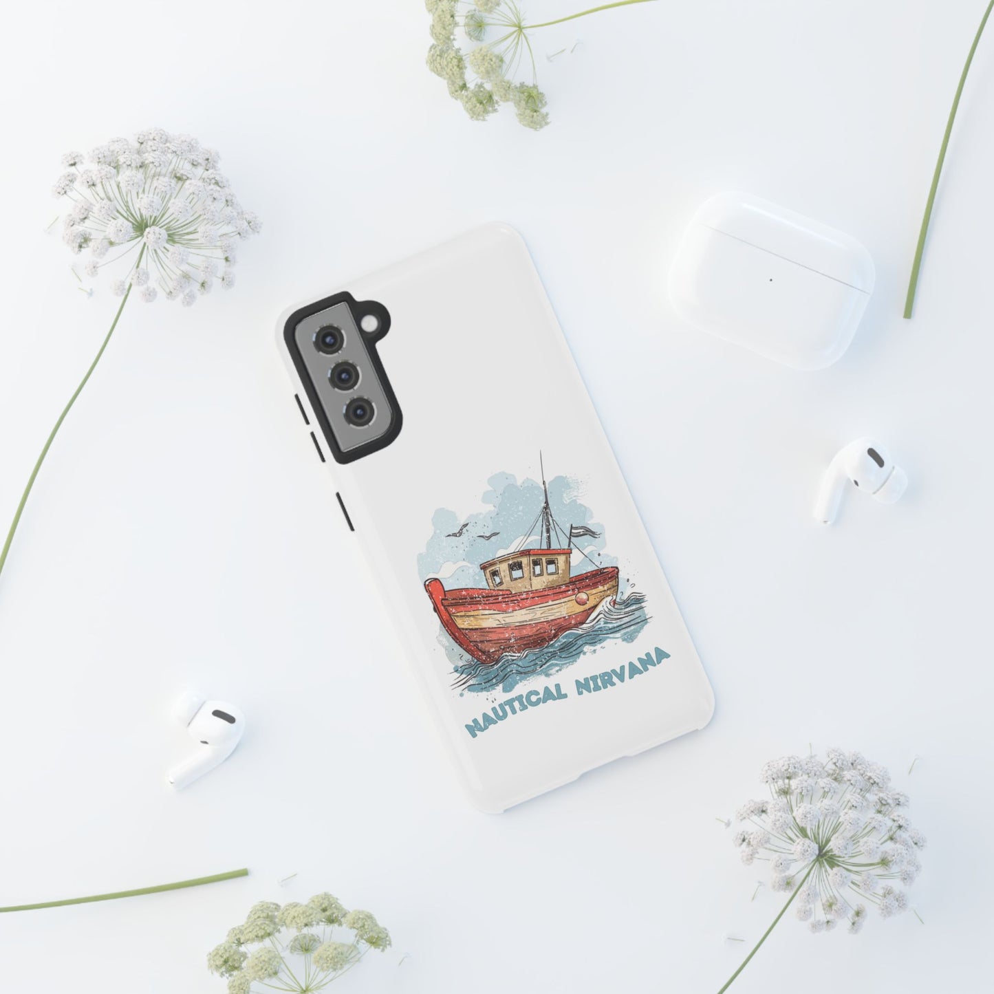 Aqua Blue Water Canal Boat White Phone Case iPhone Pixel Samsung