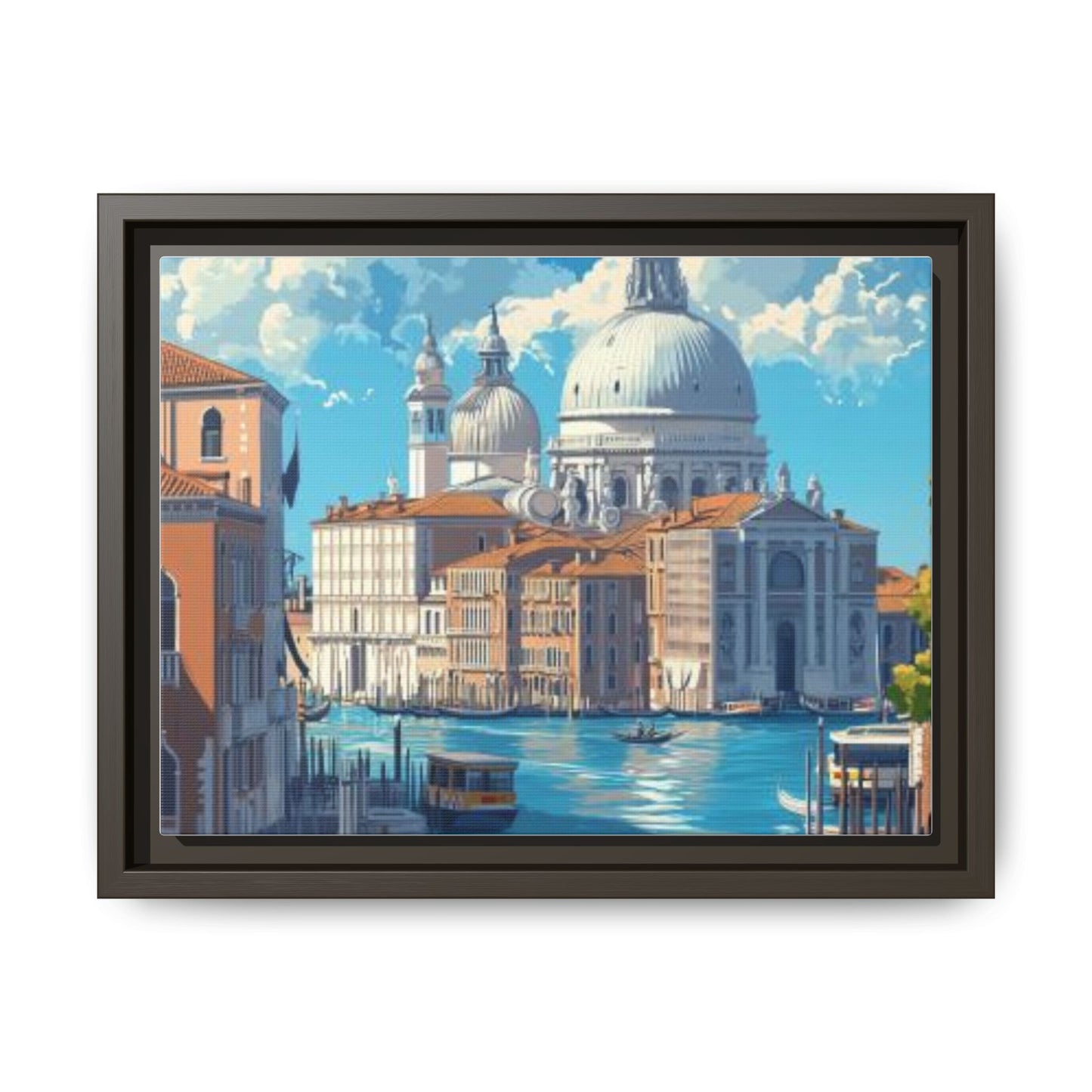 Boats Venice Italy Attractions Matte Canvas, Framed (Multi-color)