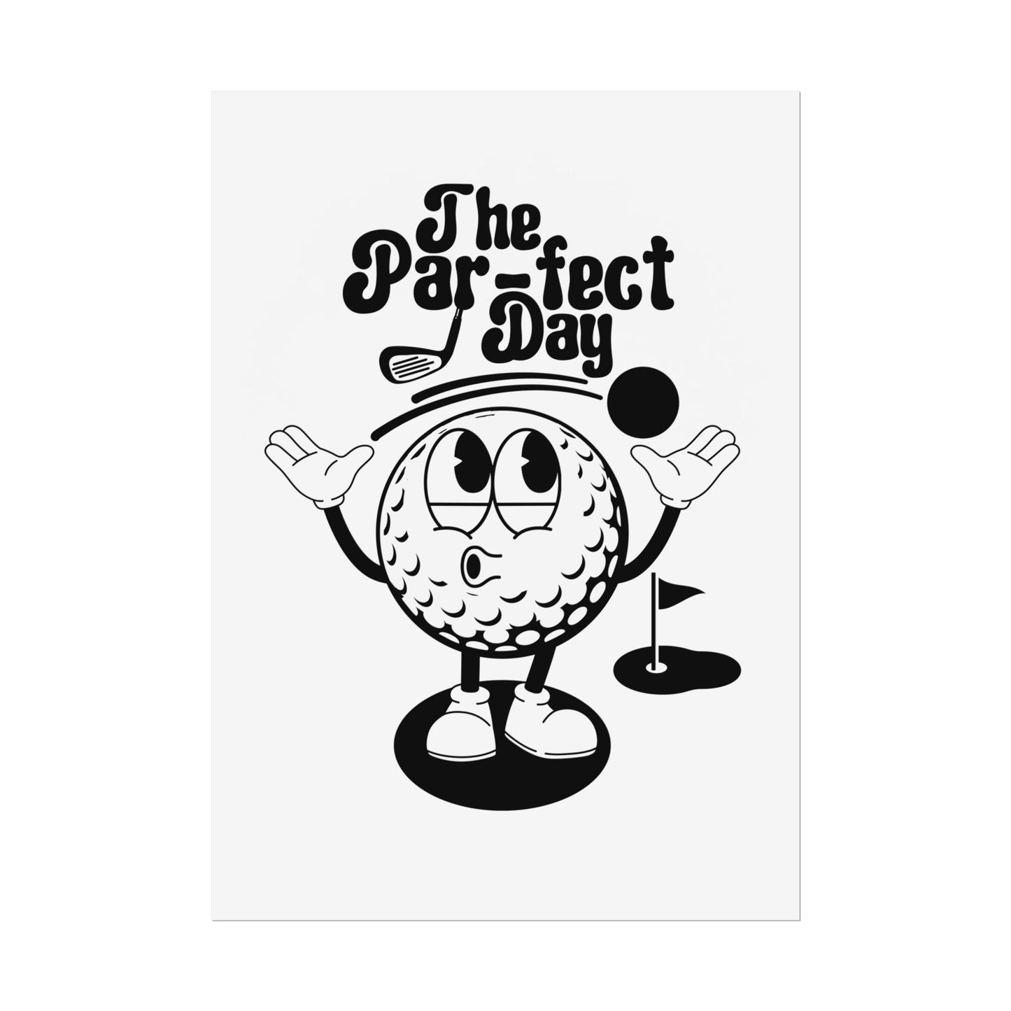 Retro American Golf Balls Funny Cartoon Character Poster