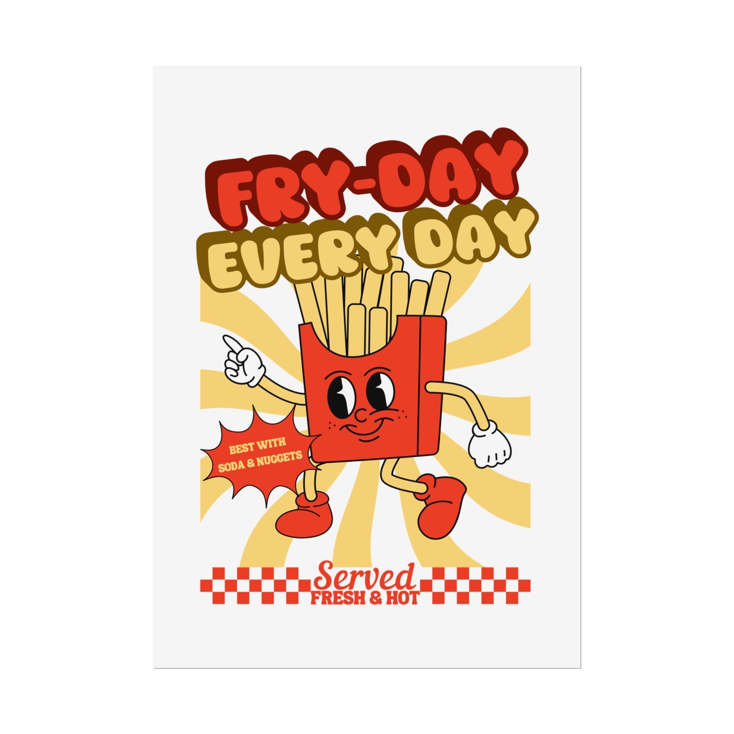 Retro Chicken Nuggets Chips Club Soda Machine Drink Poster