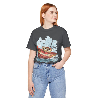 Aqua Blue Water Canal Boat T Shirt - UK