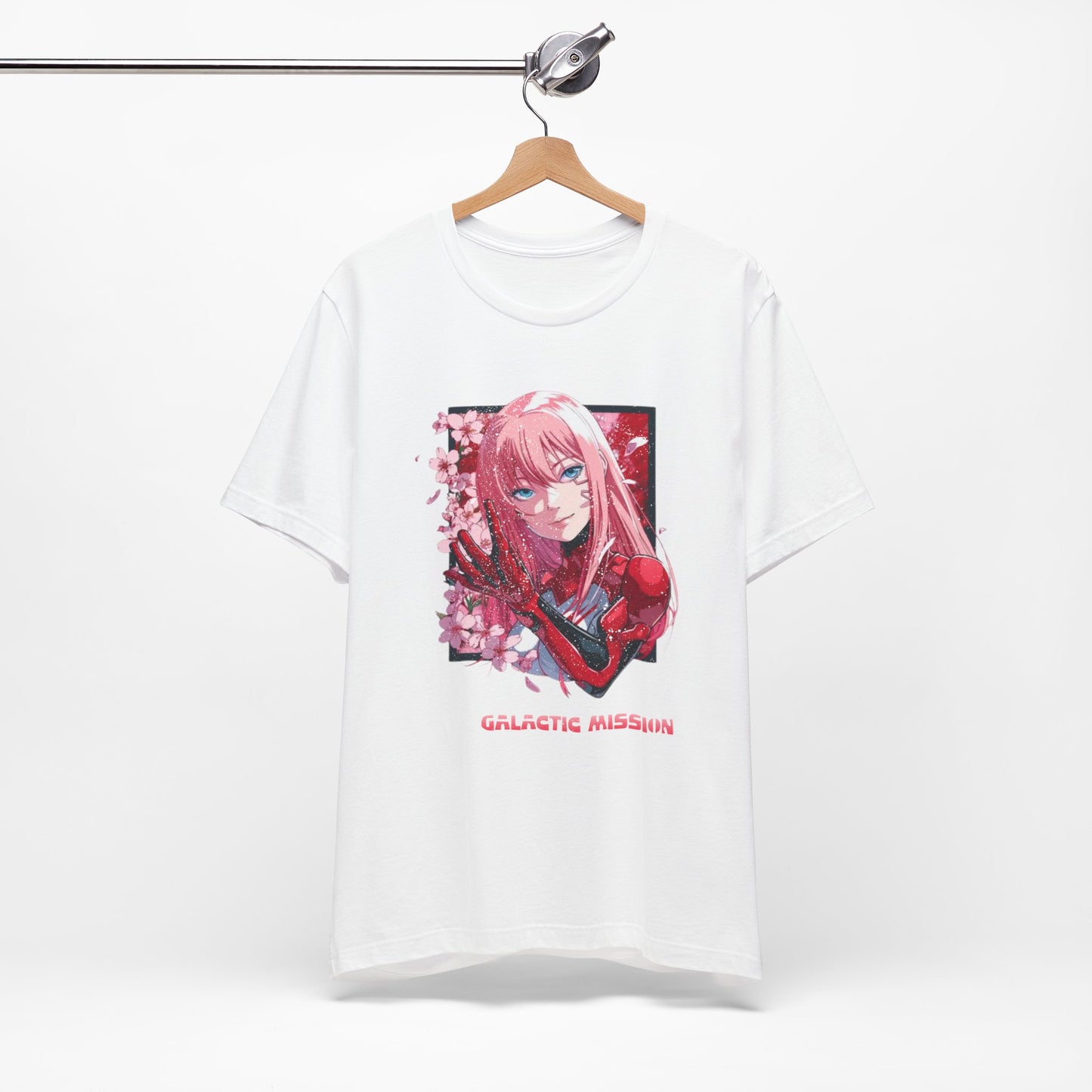 Cute Anime Pink Haired Woman Red Space Gloves T Shirt - UK