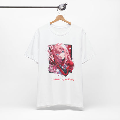 Cute Anime Pink Haired Woman Red Space Gloves T Shirt - UK