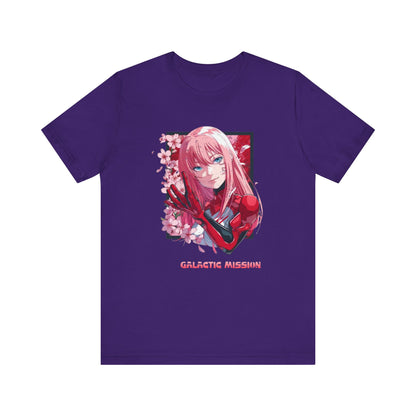 Cute Anime Pink Haired Woman Red Space Gloves T Shirt - UK