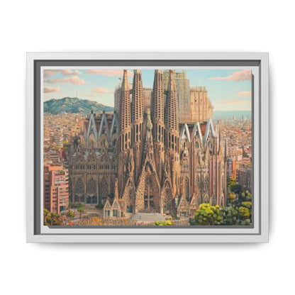 Basilica De La Sagrada Familia Abstract Art Matte Canvas, Framed (Multi-color)