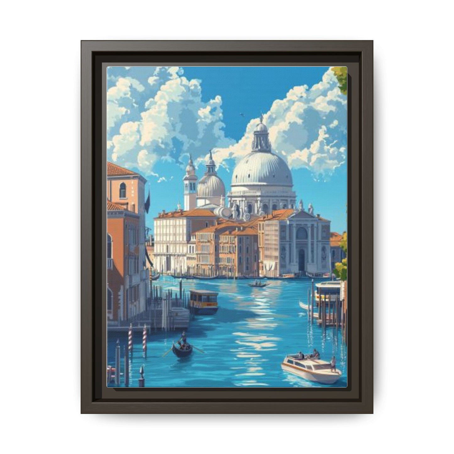 Boats Venice Italy Attractions Matte Canvas, Framed (Multi-color)