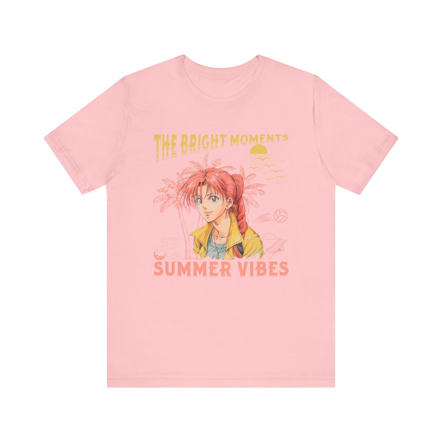 Cute Summer Beach Anime Smiling Woman T Shirt - US