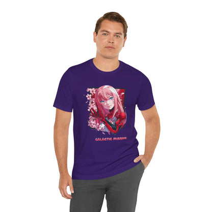 Cute Anime Pink Haired Woman Red Space Gloves T Shirt - US