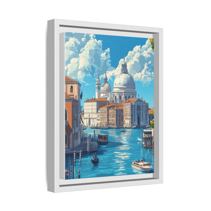 Boats Venice Italy Attractions Matte Canvas, Framed (Multi-color)