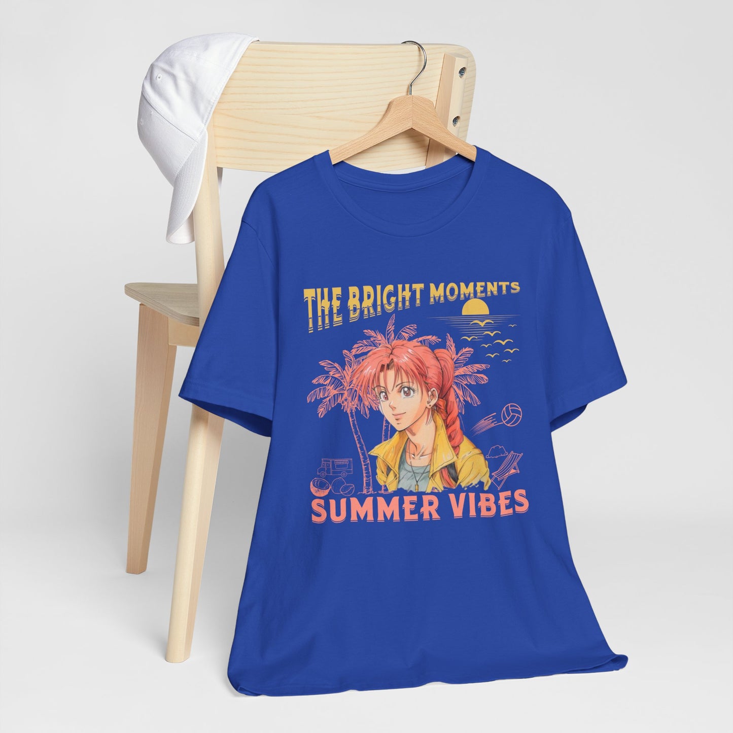 Cute Summer Beach Anime Smiling Woman T Shirt - US