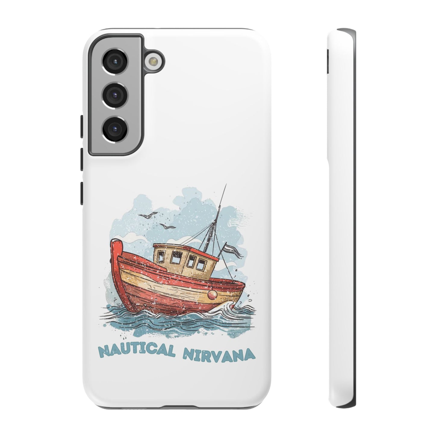 Aqua Blue Water Canal Boat White Phone Case iPhone Pixel Samsung