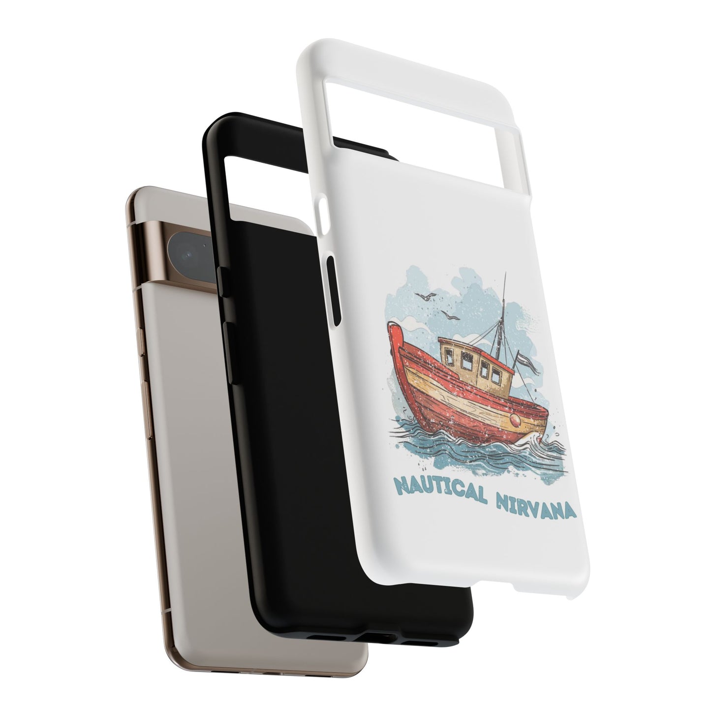 Aqua Blue Water Canal Boat White Phone Case iPhone Pixel Samsung