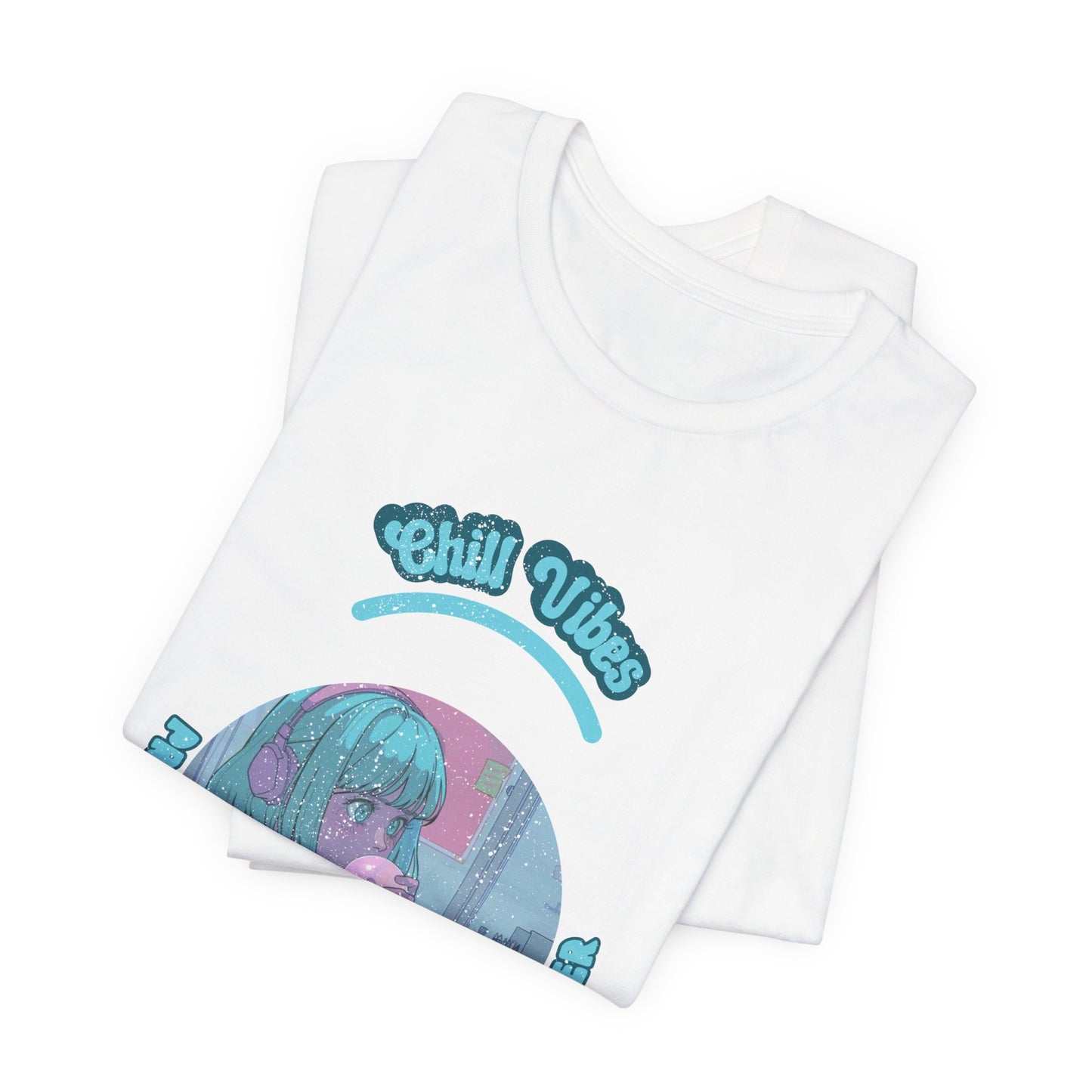 Cartoon Chill Vibes Music Headphones Gum Girl T Shirt - US