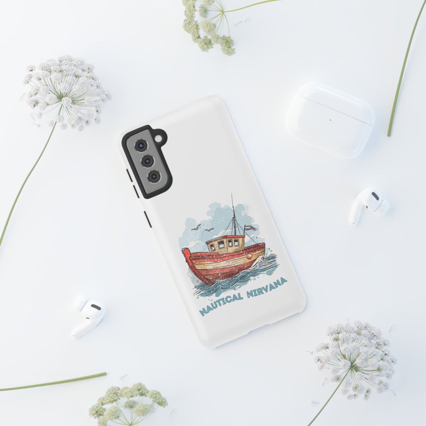 Aqua Blue Water Canal Boat White Phone Case iPhone Pixel Samsung