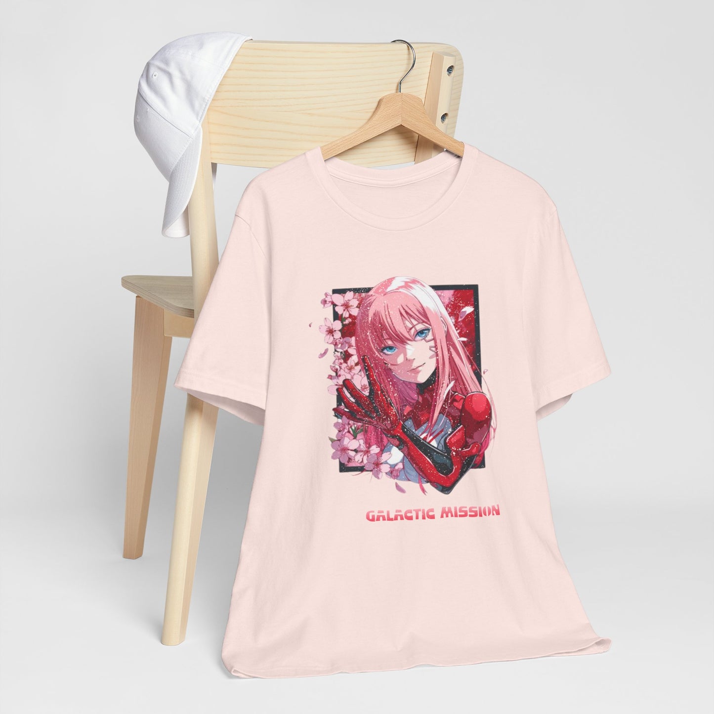 Cute Anime Pink Haired Woman Red Space Gloves T Shirt - UK