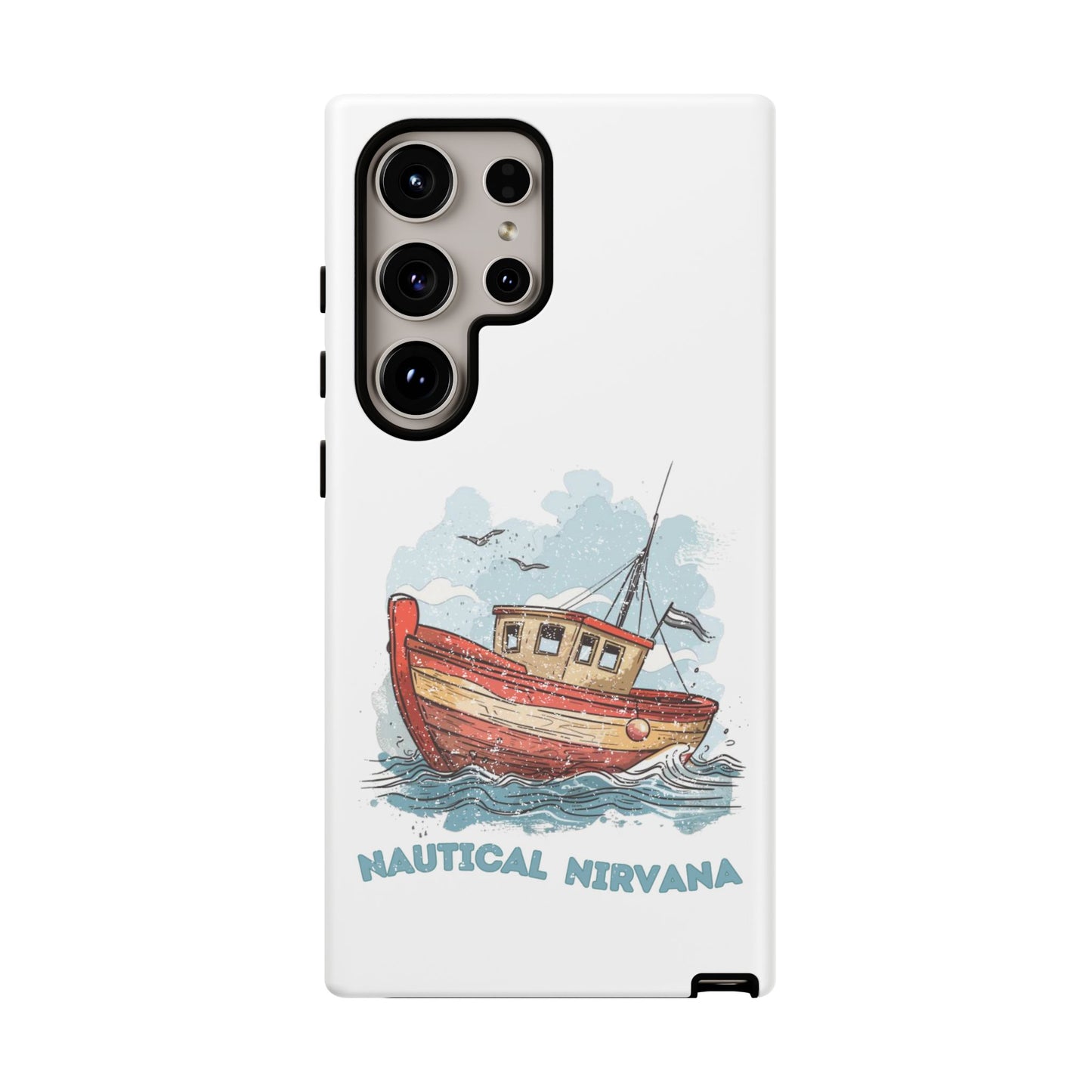 Aqua Blue Water Canal Boat White Phone Case iPhone Pixel Samsung