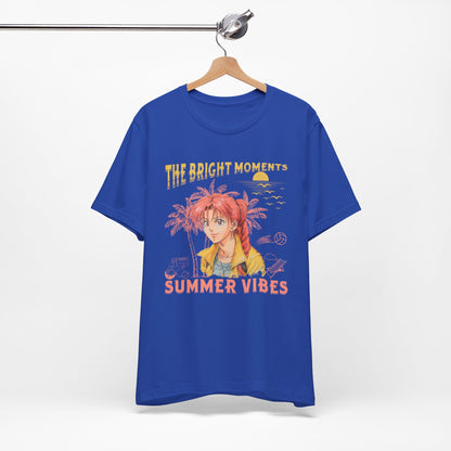 Cute Summer Beach Anime Smiling Woman T Shirt - UK