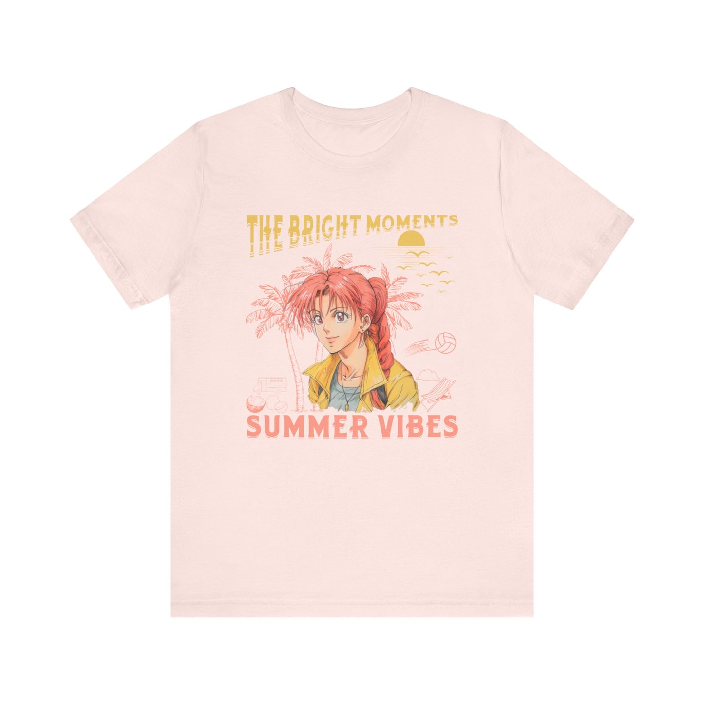 Cute Summer Beach Anime Smiling Woman T Shirt - UK