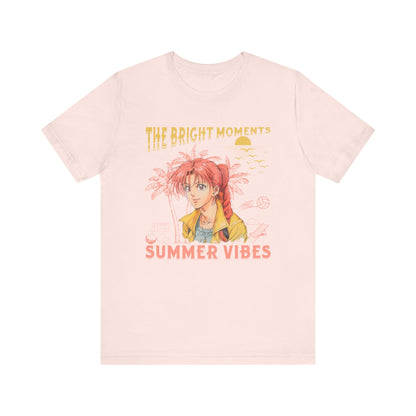 Cute Summer Beach Anime Smiling Woman T Shirt - UK