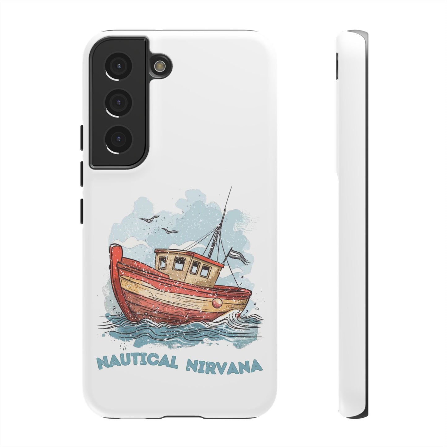 Aqua Blue Water Canal Boat White Phone Case iPhone Pixel Samsung