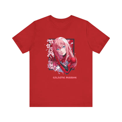 Cute Anime Pink Haired Woman Red Space Gloves T Shirt - UK