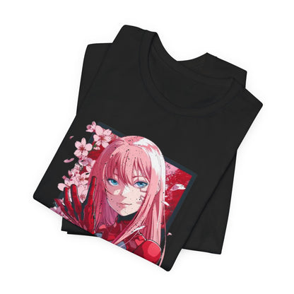 Cute Anime Pink Haired Woman Red Space Gloves T Shirt - UK