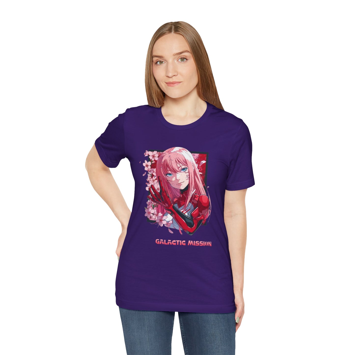 Cute Anime Pink Haired Woman Red Space Gloves T Shirt - US