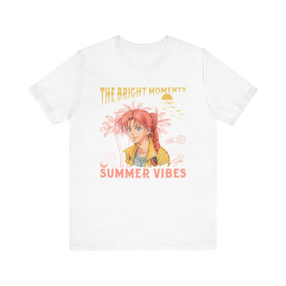 Cute Summer Beach Anime Smiling Woman T Shirt - UK