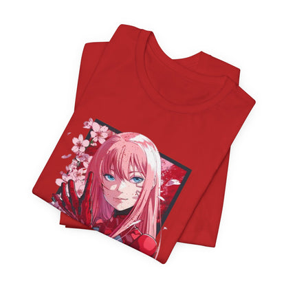 Cute Anime Pink Haired Woman Red Space Gloves T Shirt - US