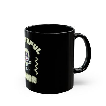 Funny Smiling Ghost Black Mug (11oz, 15oz)