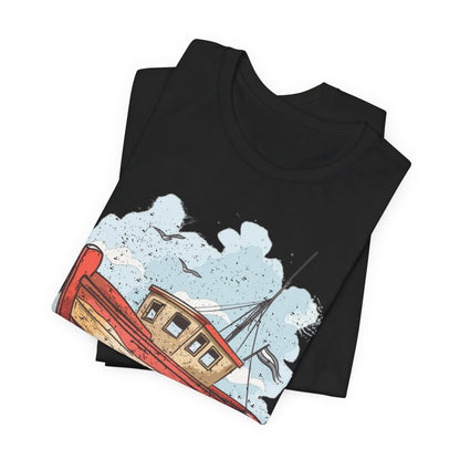 Aqua Blue Water Canal Boat T Shirt - US