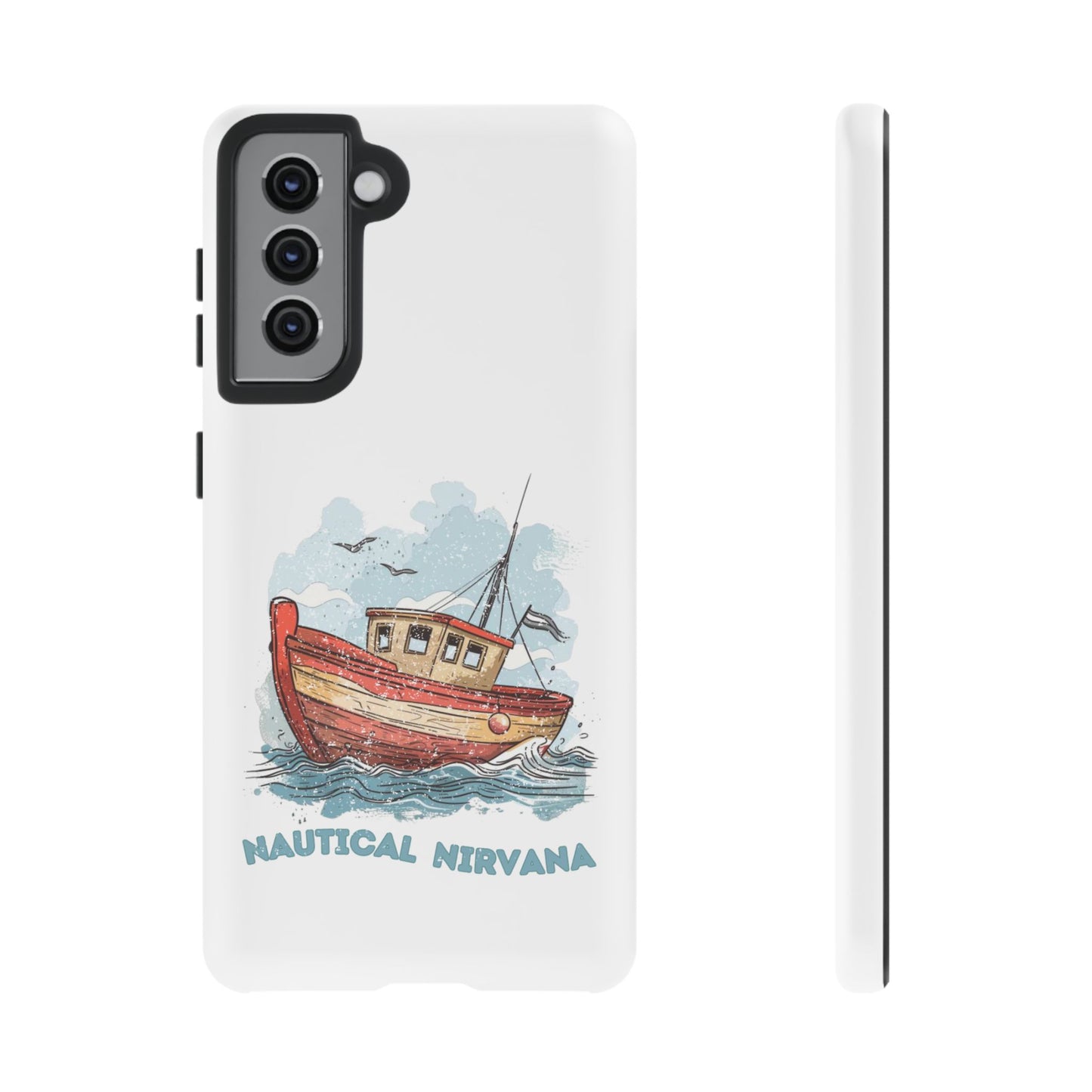 Aqua Blue Water Canal Boat White Phone Case iPhone Pixel Samsung