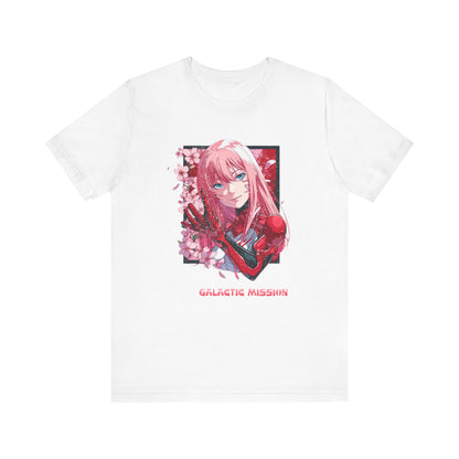 Cute Anime Pink Haired Woman Red Space Gloves T Shirt - UK