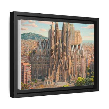 Basilica De La Sagrada Familia Abstract Art Matte Canvas, Framed (Multi-color)